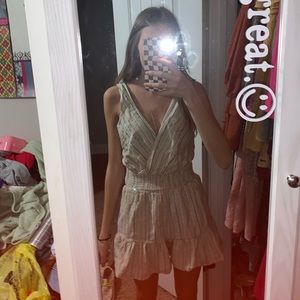 American Eagle green and cream romper